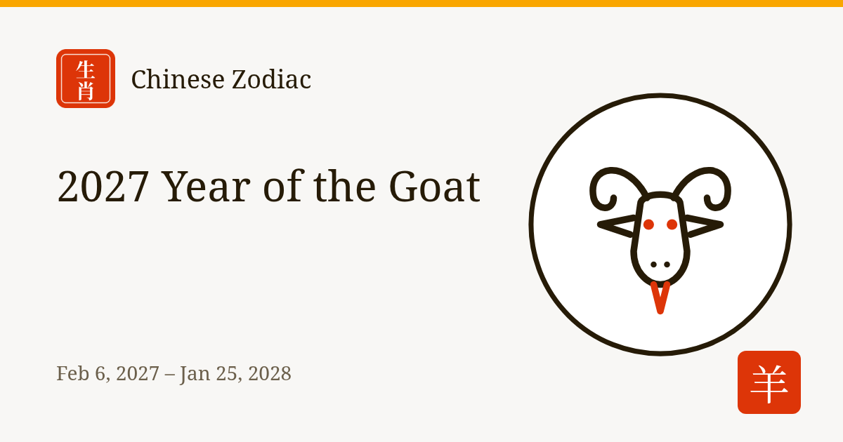 2027 Year of the Goat: Dates, Birth Years and What the Goat Represents 2027 Year of the Goat: Dates, Birth Years and What the Goat Represents